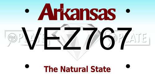 VEZ767 Arkansas License Plate