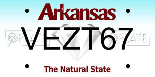 VEZT67 Arkansas License Plate