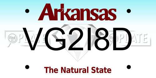 VG2I8D Arkansas License Plate