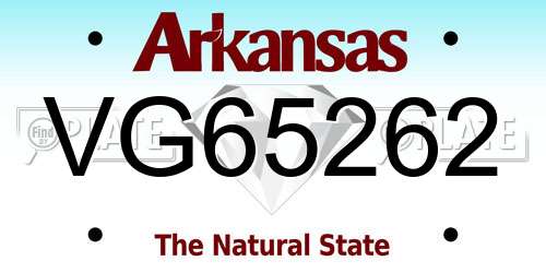 VG65262 Arkansas License Plate