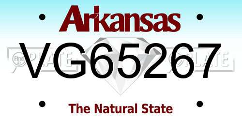 VG65267 Arkansas License Plate