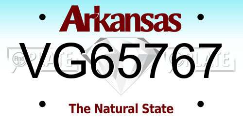 VG65767 Arkansas License Plate