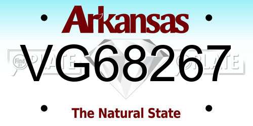 VG68267 Arkansas License Plate