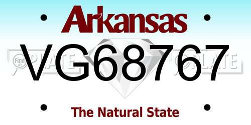 VG68767 Arkansas License Plate