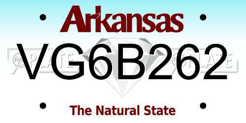 VG6B262 Arkansas License Plate