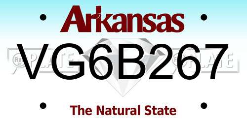 VG6B267 Arkansas License Plate