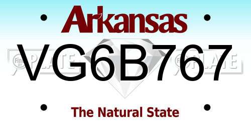 VG6B767 Arkansas License Plate