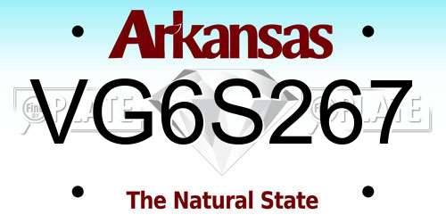 VG6S267 Arkansas License Plate