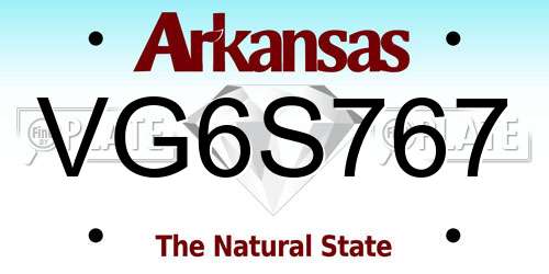 VG6S767 Arkansas License Plate