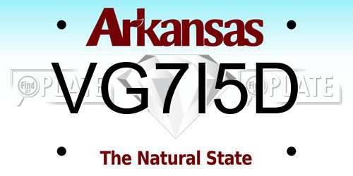VG7I5D Arkansas License Plate