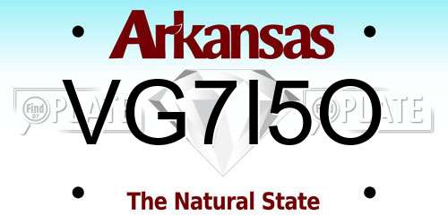 VG7I5O Arkansas License Plate