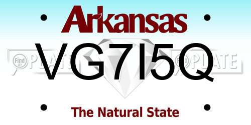 VG7I5Q Arkansas License Plate
