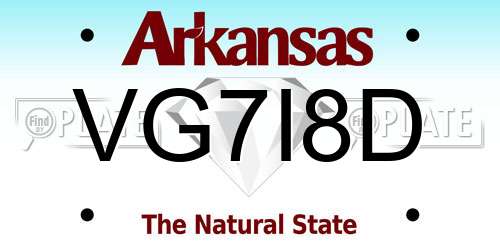 VG7I8D Arkansas License Plate
