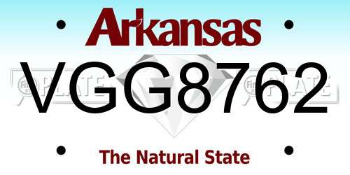 VGG8762 Arkansas License Plate