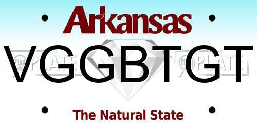 VGGBTGT Arkansas License Plate