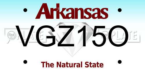 VGZ15O Arkansas License Plate