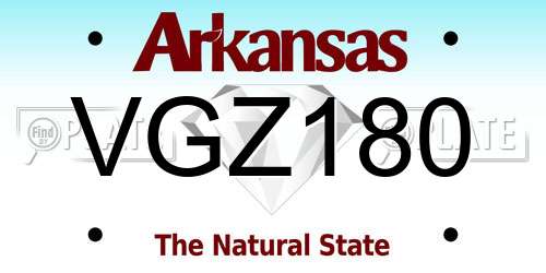 VGZ180 Arkansas License Plate