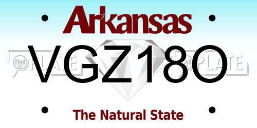 VGZ18O Arkansas License Plate