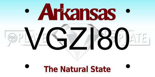 VGZI80 Arkansas License Plate