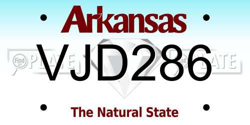 VJD286 Arkansas License Plate