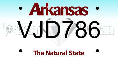 VJD786 Arkansas License Plate