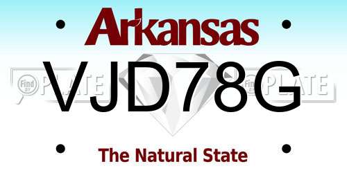 VJD78G Arkansas License Plate