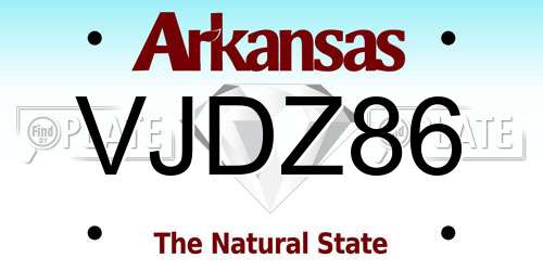 VJDZ86 Arkansas License Plate