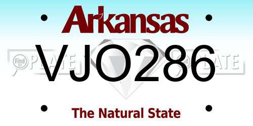VJO286 Arkansas License Plate
