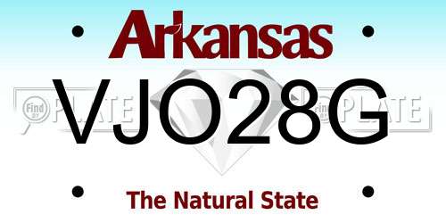 VJO28G Arkansas License Plate