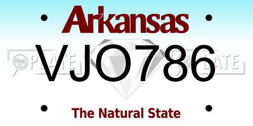 VJO786 Arkansas License Plate