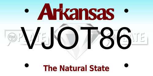 VJOT86 Arkansas License Plate
