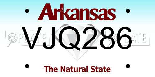 VJQ286 Arkansas License Plate