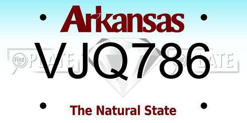 VJQ786 Arkansas License Plate
