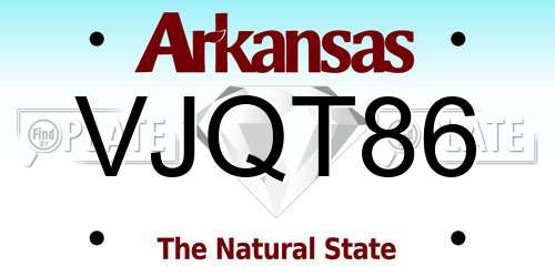 VJQT86 Arkansas License Plate