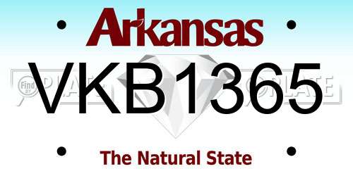 VKB1365 Arkansas License Plate