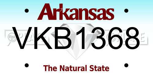 VKB1368 Arkansas License Plate