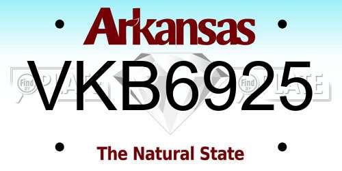 VKB6925 Arkansas License Plate
