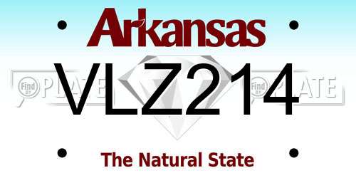 VLZ214 Arkansas License Plate