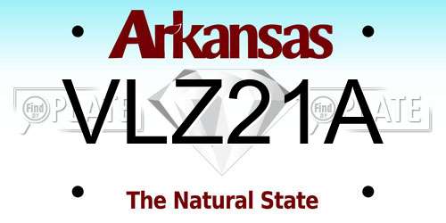 VLZ21A Arkansas License Plate