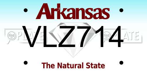 VLZ714 Arkansas License Plate