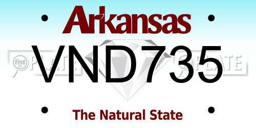 VND735 Arkansas License Plate