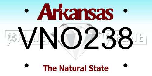 VNO238 Arkansas License Plate