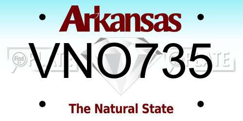 VNO735 Arkansas License Plate