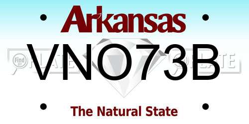 VNO73B Arkansas License Plate