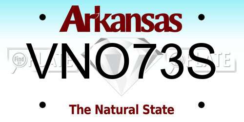 VNO73S Arkansas License Plate