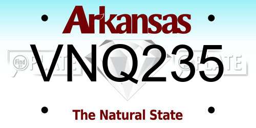 VNQ235 Arkansas License Plate
