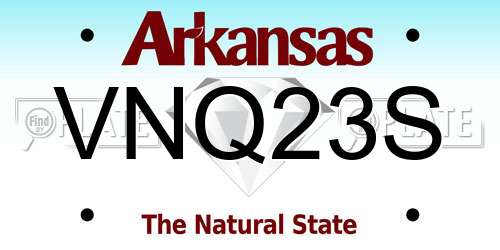 VNQ23S Arkansas License Plate