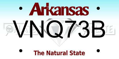 VNQ73B Arkansas License Plate