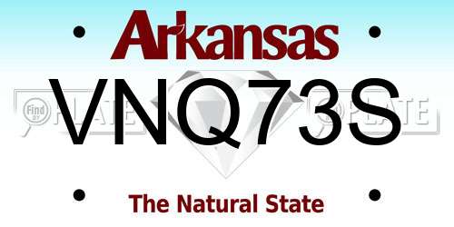 VNQ73S Arkansas License Plate