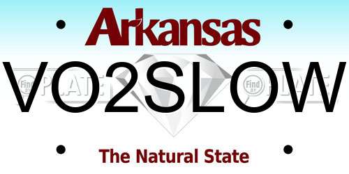 VO2SLOW Arkansas License Plate